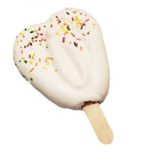 White chocolate-dipped Vagina Cookie